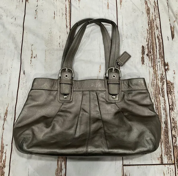 Coach PLEATED METALLIC GREY LARGE SHOULDER BAG - Image 2