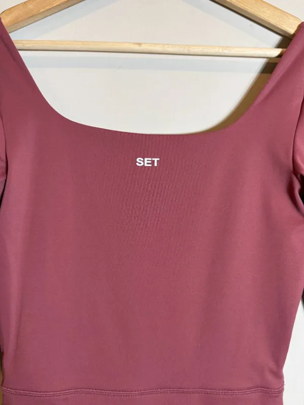 Set Active Sportbody Long Sleeve Shortysuit Romper Women's Medium Canyon Red Gym - Image 7
