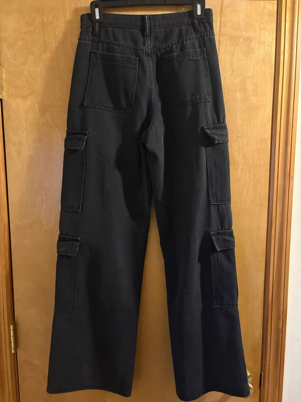 SHEIN Black Cargo Boyfriend Jeans - Image 4