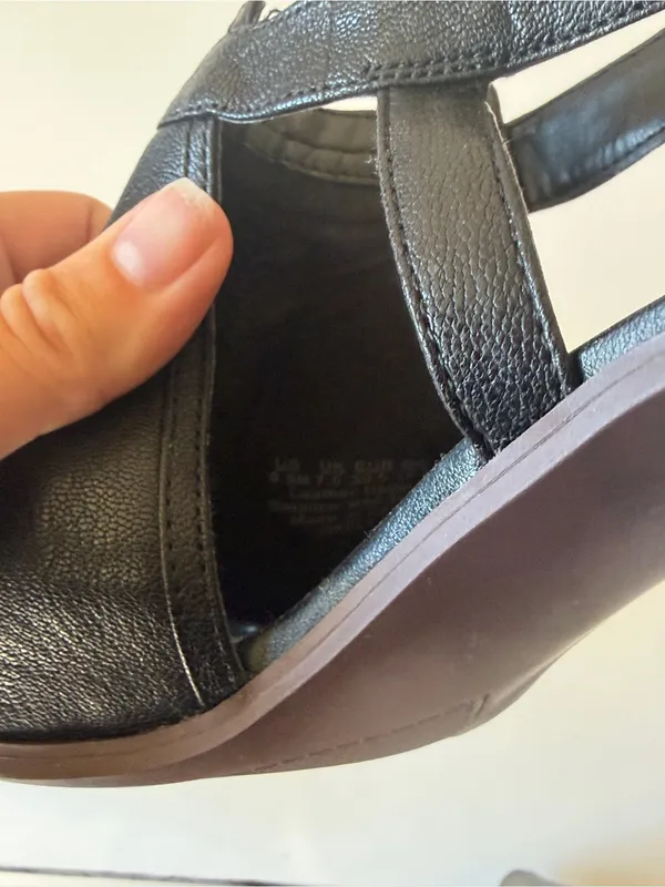 Franco Sarto Black Leather Slingback Open Toe Block Heel Buckle Strap 9.5 - Image 6