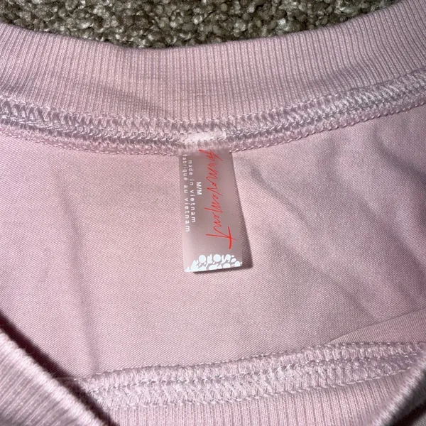 FP Movement Crop Top Womens Medium Pink Excellent Puff Sleeve Crossover Hem - Image 2