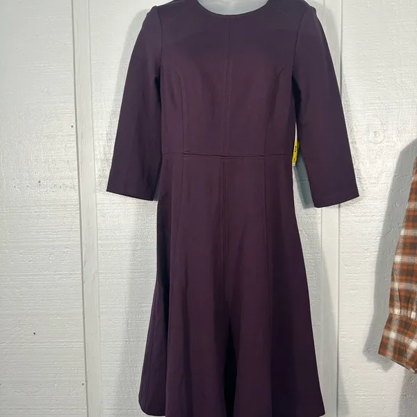 Eliza J Purple A Line 3/4 Sleeve Fit and Flare Dress Size 6 NWT - Image 2
