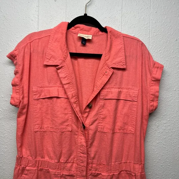 Universal Threads Linen Blend Romper Womens 14 Vacation Beachy Coastal Nautical - Image 4
