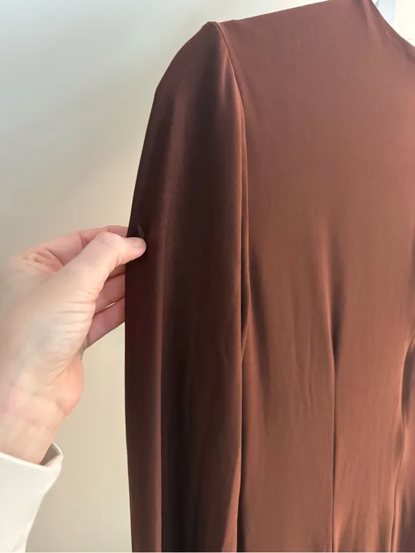 Mac Duggal Espresso Chocolate Brown Long Sleeve Gown Maxi Dress 8 - Image 5