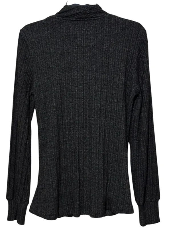 Maeve ANTHROPOLOGIE Rafela Hacci Surplice Faux Wrap Sweater M 20.5” Charcoal EUC - Image 4