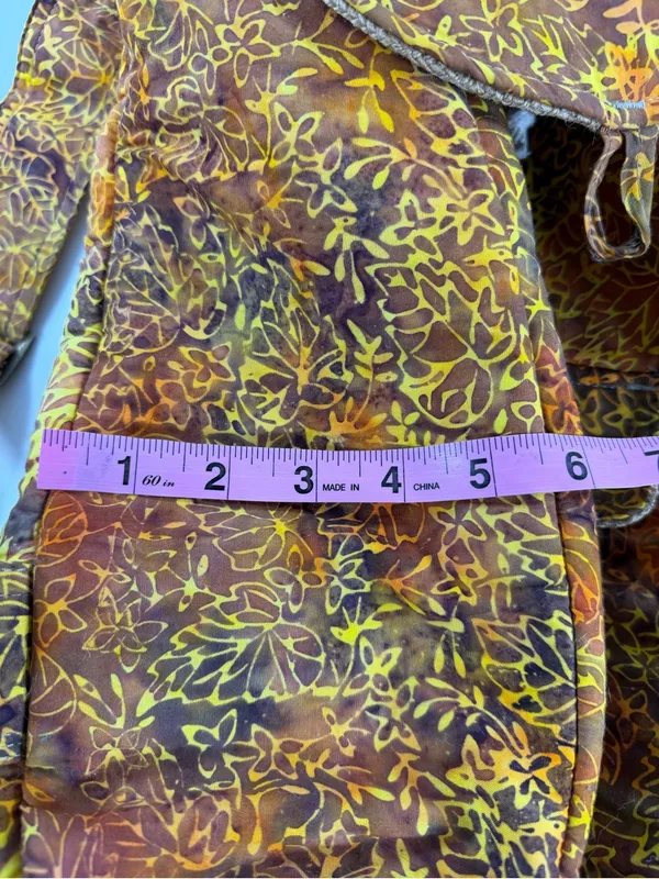 Taaluma Batik Backpack‎ Boho Cottagecore Travel Daypack Brown Floral - Image 6