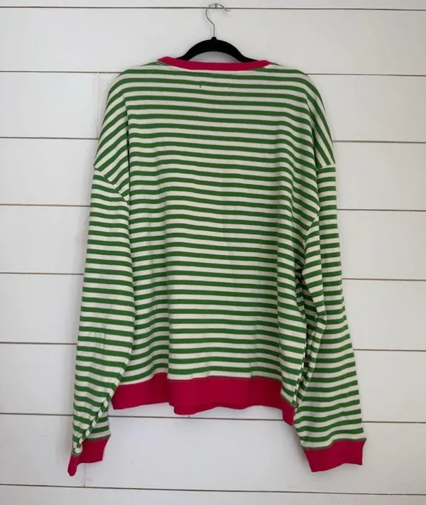 NWOT free people Classic Striped Oversized Crewneck - Image 9