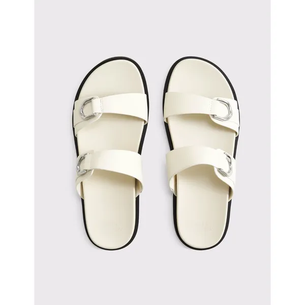 ABERCROMBIE & FITCH Double-Strap Hardware Sandals in Cream Size 8 - Image 2