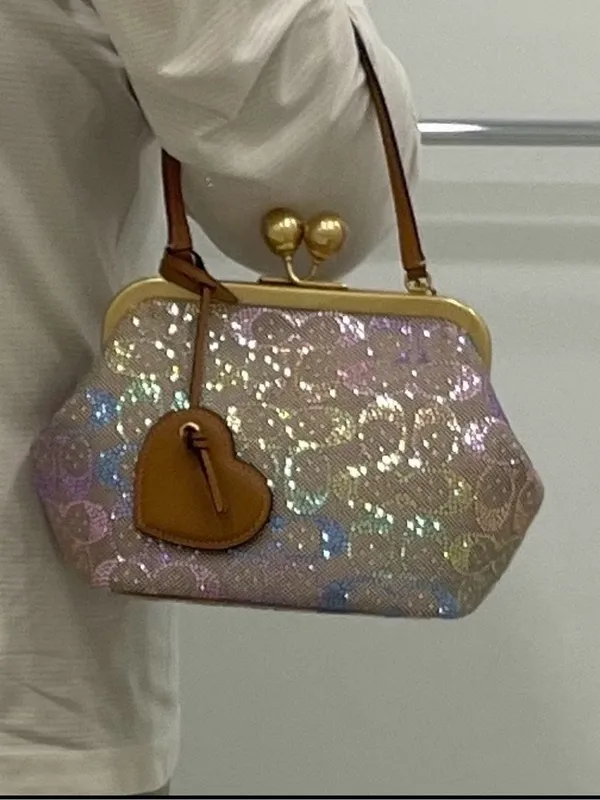 NWT SOLD OUT Coach Kisslock Bag 16 Crystal Signature Jacquard Rainbow Candy HTF - Image 7