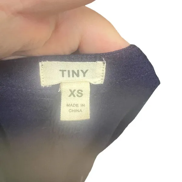 Anthropologie Tiny‎ Nadia Shirt Dress Button Embroidered Navy Blue Teal Size XS - Image 9