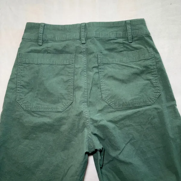 J Crew Lizzie Wide Leg Pants Linen Cotton Olive Green Womens 25 Patch Pockets - Image 12
