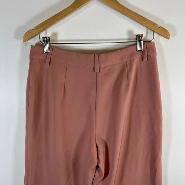 Avec Les Filles Womens Dusty‎ Rose Cropped Wide Leg Seam Front Trousers Size 6 - Image 6