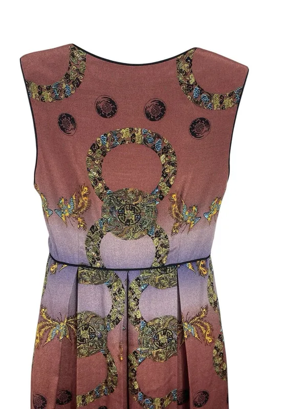 Vintage Y2K Asian Inspired Nicole Miller 2 Empire Waist Sleeveless Mini Dress - Image 5