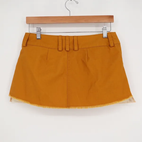 BDG Urban Outfitters Mustard Yellow Pleated Raw Hem Micro Mini Skirt XS - Image 5