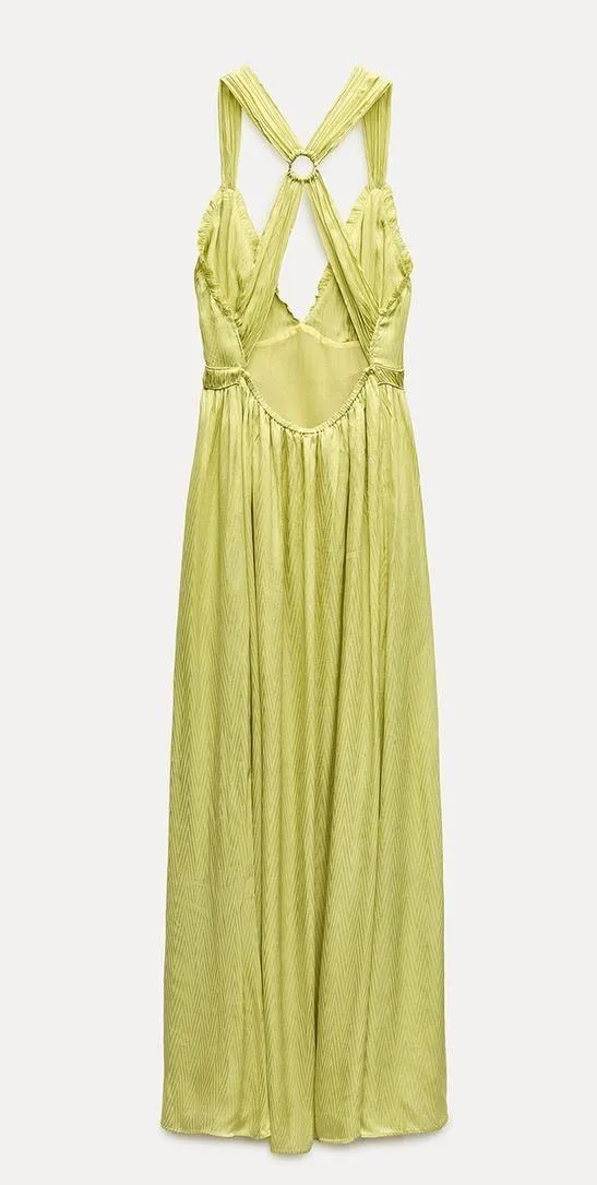 Zara maxi long bohemian lime lemon yellow summer wedding vacation casual - Image 12