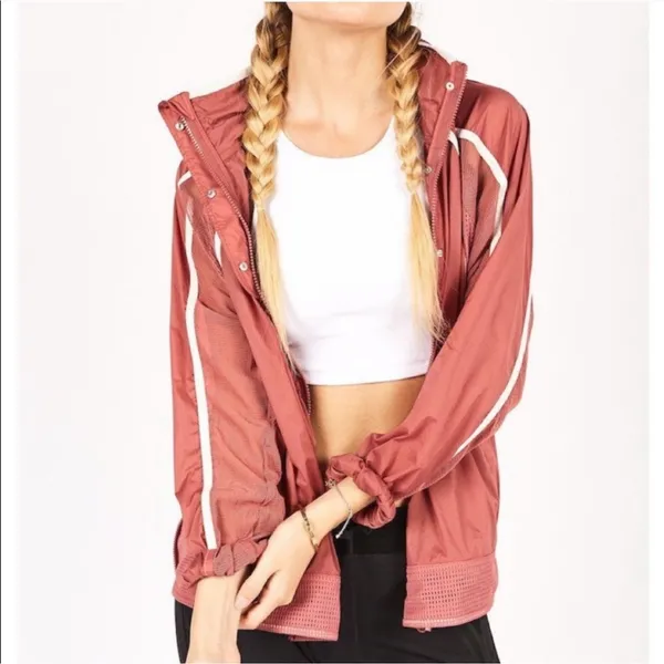 Free People FP Movement Track Jacket Zip Up Windbreaker Athleisure Dusty Pink - Image 5