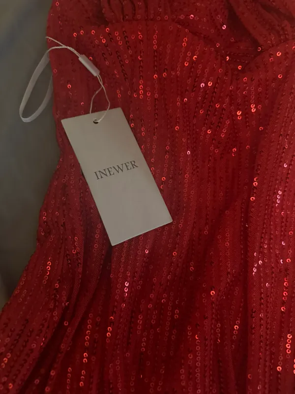 Amazon red halter sequins dress - Image 4