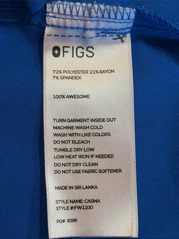 Figs Women's V-Neck Royal Blue Scrub Top Pockets Size XS - Image 6