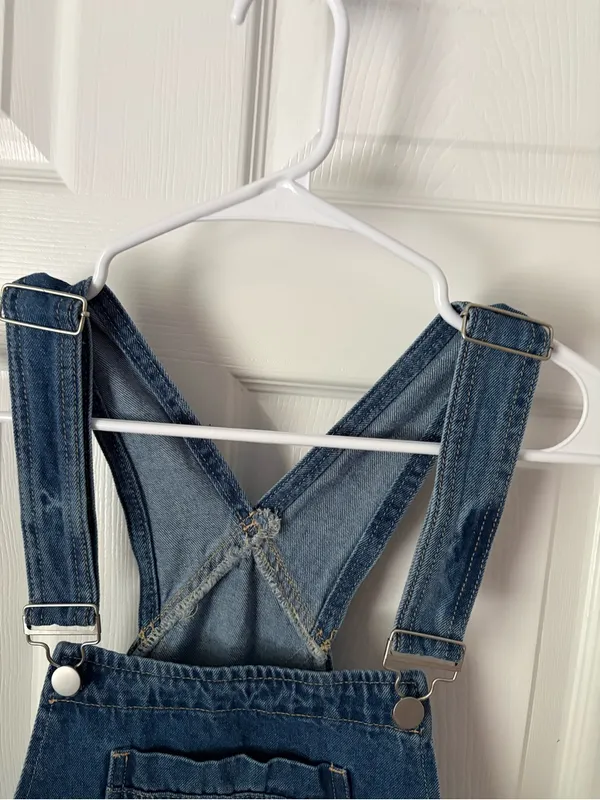 New NWT Cider Classic dark washed Denim Overall Shorts Women Jeans size M - Image 5