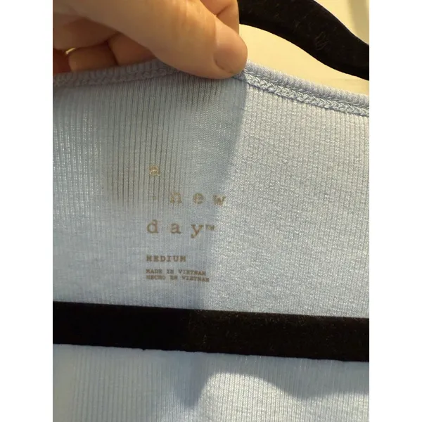 Women’s A New Day Slim Fit Long Sleeve Button Front T-Shirt Medium Light Blue - Image 2