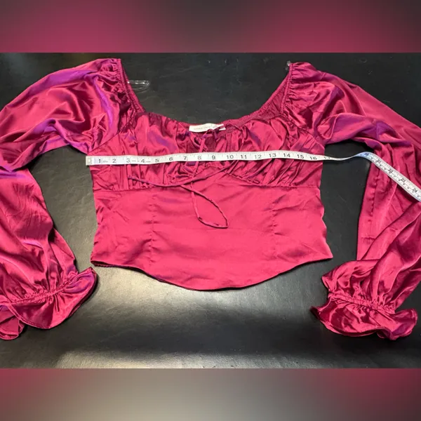 Altar'd State Satin Burgundy Crop Top size Large - Image 6