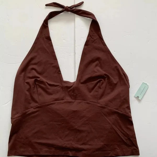 Anthropologie Brown Tailored Halter Top Blouse Plus Size 2X New NWT Versatile - Image 5