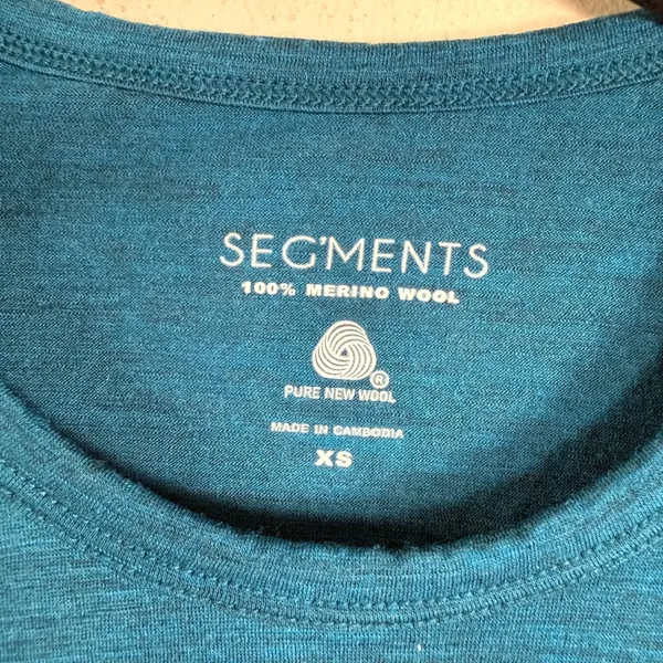 Segments Womens XS Teal 100% Merino Wool Long Sleeve Crewneck Base Layer Top - Image 3