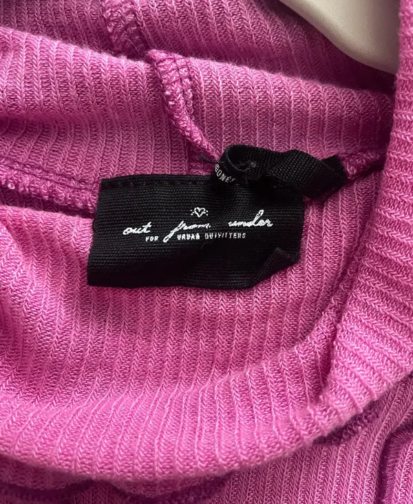 out from under pink long sleeve ribbed turtleneck top - Image 2
