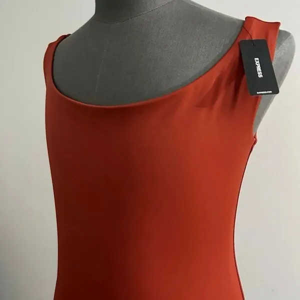 NWT Express Brick color boat neck Thong bodysuit body contour high compression s - Image 2