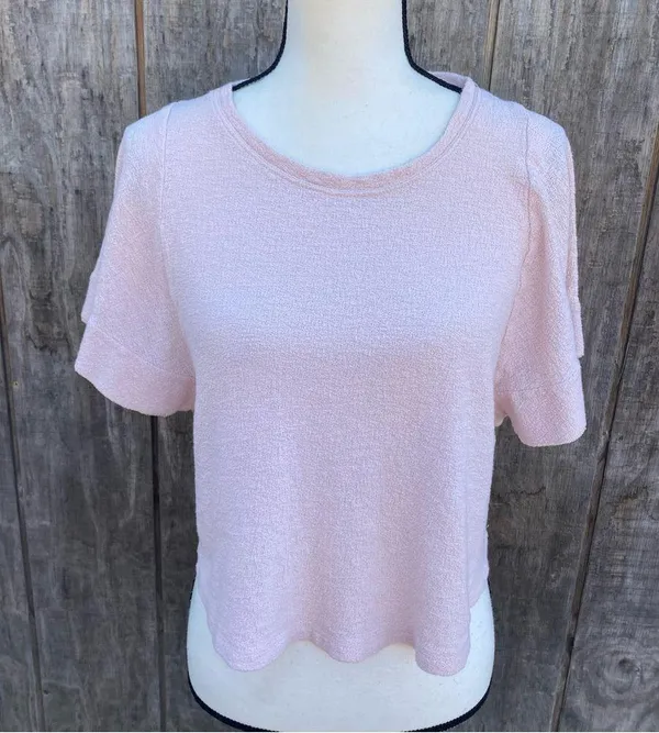 Like New Madewell Blush Pink Cotton Ingrid Dolman Flutter Sleeve T-Shirt Size S - Image 7