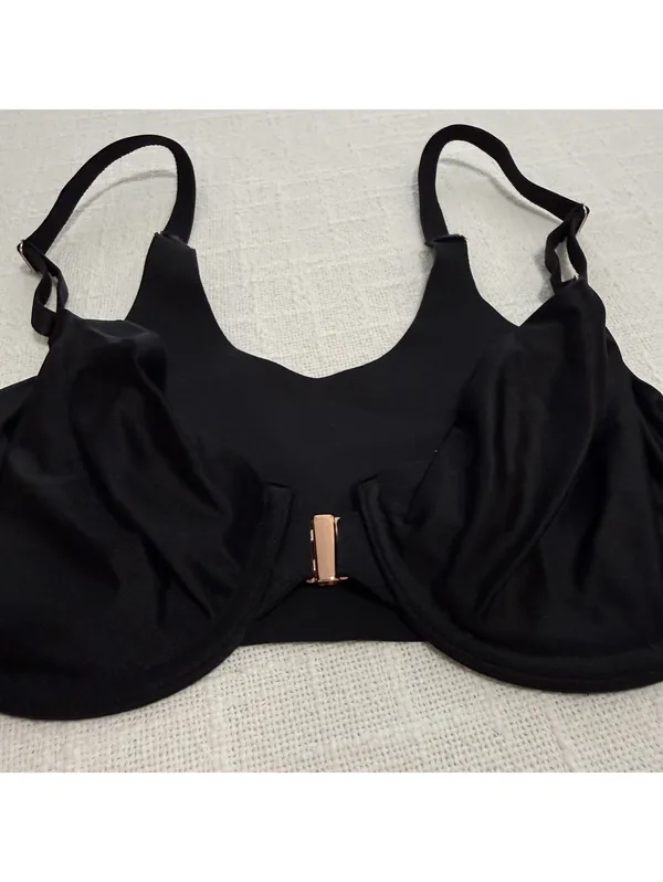 Soma 32C Vanishing 360 Unlined Perfect Coverage Black Bra Underwire Front Close - Image 2