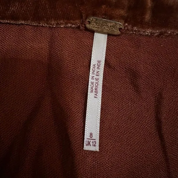 Free People Vivienne Velvet Orange skirt 8 crushed velvet rust orange - Image 8