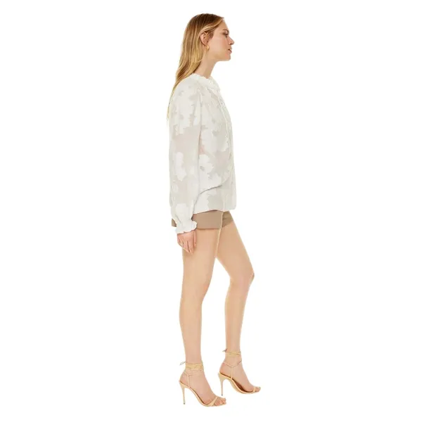 Aritzia Wilfred White Alexis Blouse High Neck Ruffled Long Sleeves Size XS - Image 3