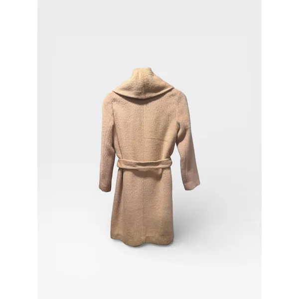 JIGOTT Alpaca Wool Wrap Coat - Quiet Luxury Minimalist Belted Trench Small - Image 3