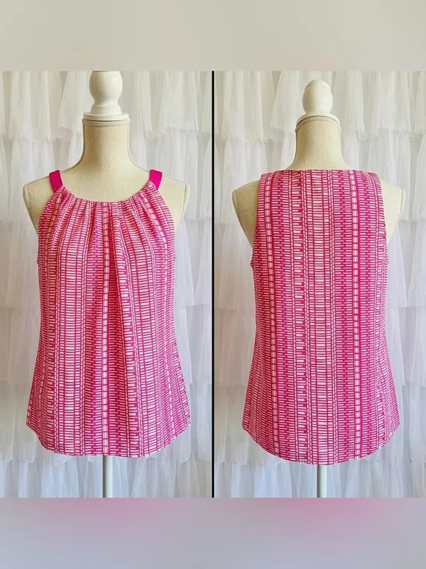 Banana Republic Women’s Pink Patterned Sleeveless Halter Top Size XS - Image 3