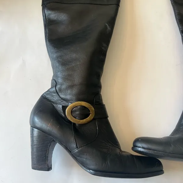 Black Leather Knee-High Vintage Boots YES Shoes biker vintage rockabilly - Image 6
