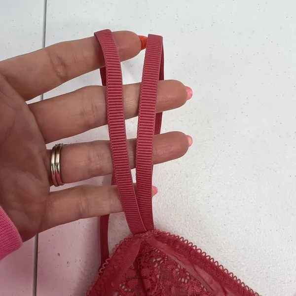 Victoria's Secret Bralette Sz L Bra Unlined Lace Detail Wireless Pink Adjustable - Image 6