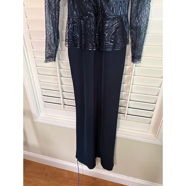 Tadashi Shoji Navy‎ Sequin Maxi Dress Size 10 - Image 9