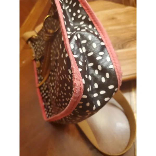 Fossil Keyper Coated Canvas Black & White Polka Dot Crossbody Purse Shoulder Bag - Image 11