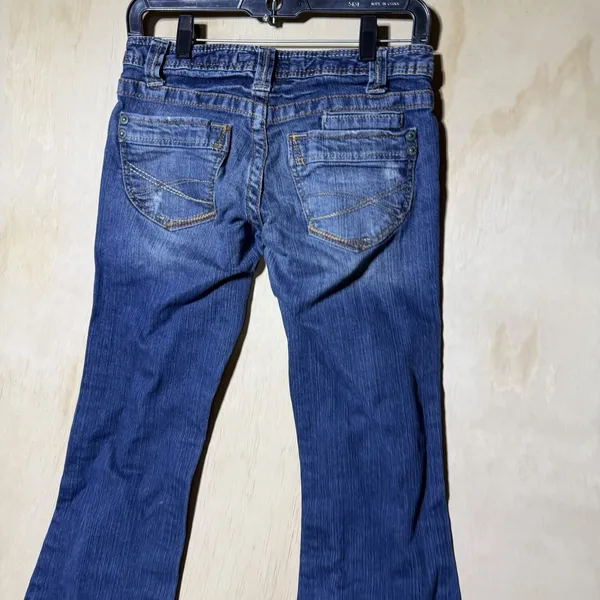 Aeropostale Hailey Skinny Flare Jeans Womens 3/4 Short Y2K Low Rise Blue - Image 7