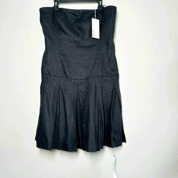 Reformation Isabeli Linen Strapless Mini Dress Black 10 NWT Summer - Image 3