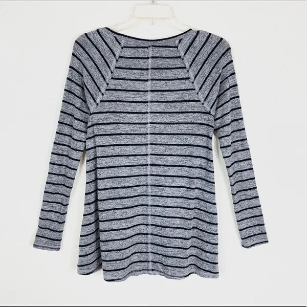 Hollister Grey & Black Striped Long Sleeve Knit Shirt - Image 3
