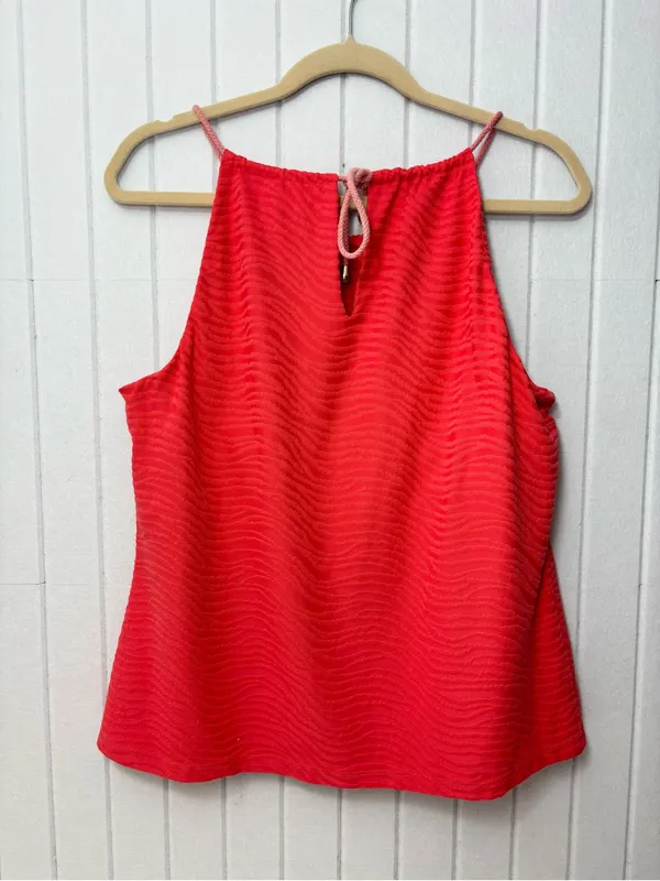 J. McLaughlin‎ Red Textured Spaghetti Strap Camisole Size XL - Image 5