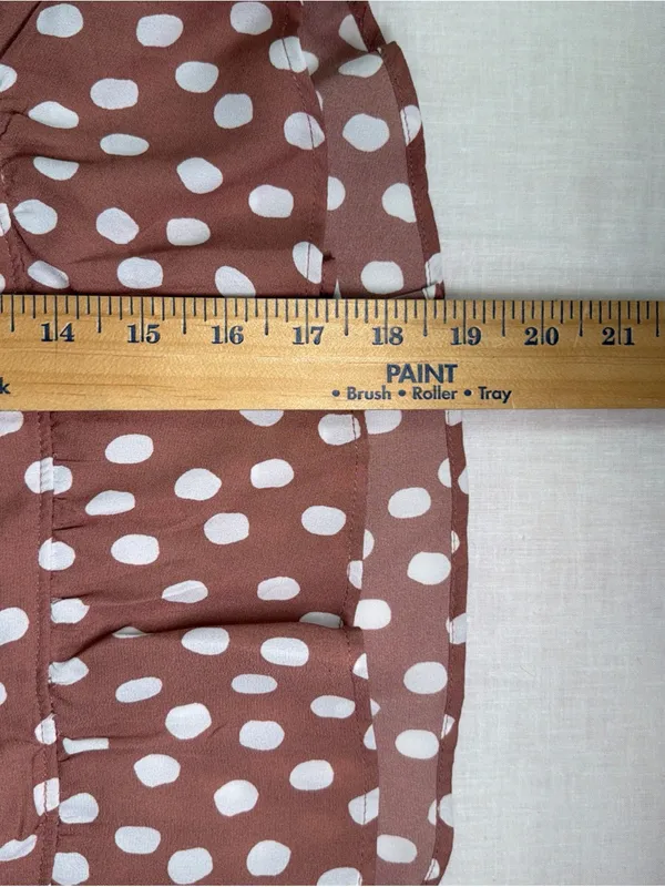 Abercrombie & Fitch Ruched Mini Skirt XL NWT Dusty Pink Polka Dot Mod Preppy - Image 4