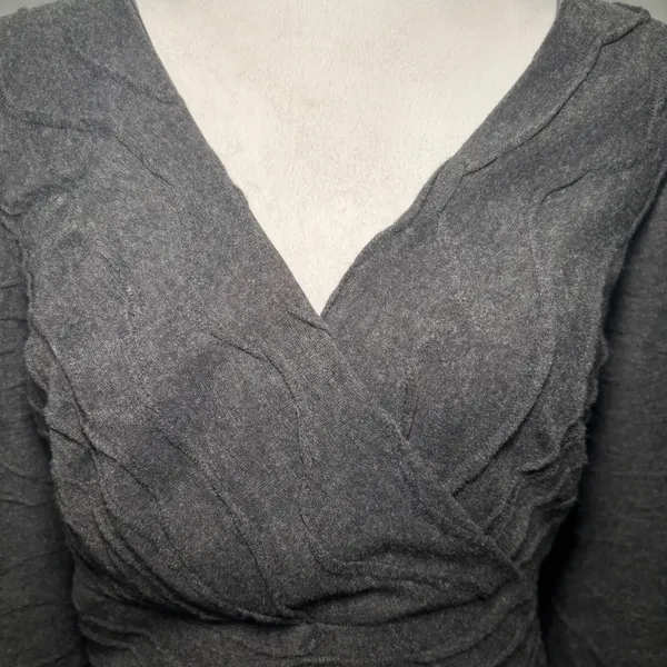 Adrianna Papell NWT V-Neck Lined Dress‎ Knee Length Textured Dark Gray Size 14 - Image 4