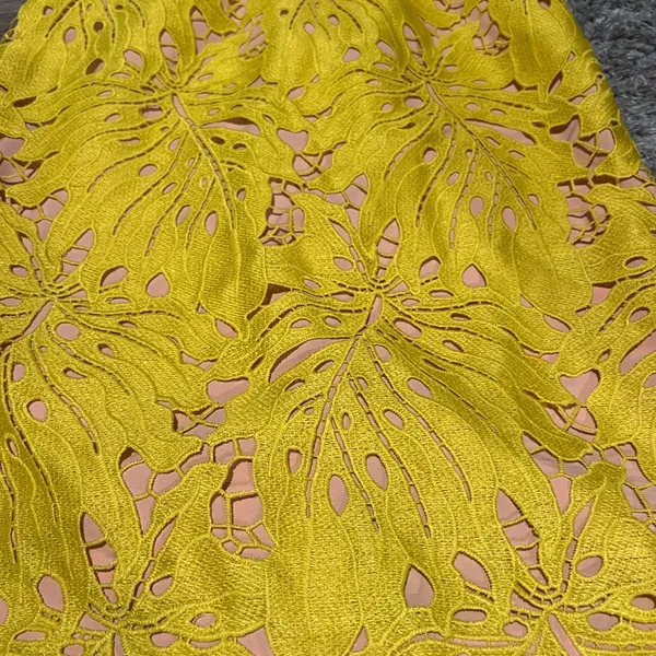 Anthropologie Maeve Lace‎ Gardenia Sheath V-Neck Yellow Dress size 4 - Image 9