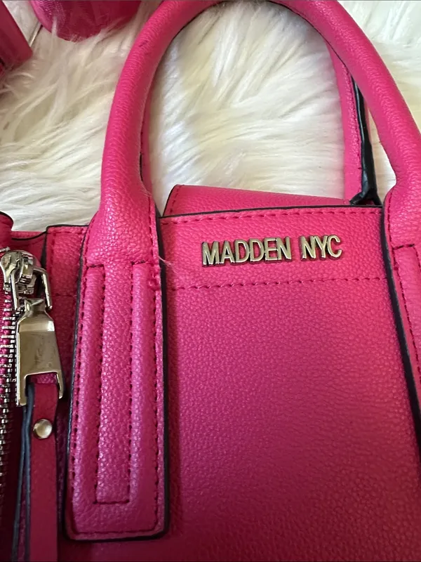 Madden NYC Hot Pink Mini Satchel with Detachable Strap & Rhinestone Pouch - Image 2