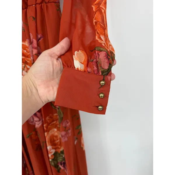 Baltic Born Lydia Rust Floral Maxi Dress Small NWT Long Sleeve Wedding Guest - Image 3