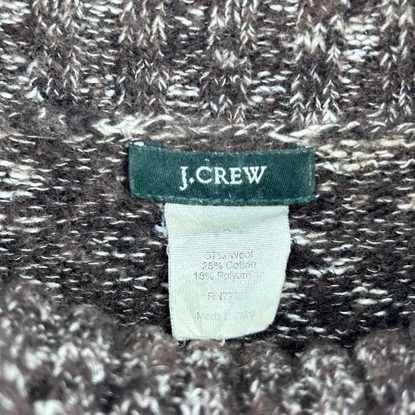 J.Crew Wool Sweater Women's Cowl‎ Neck Preppy Dark Academia Brown White Small - Image 3