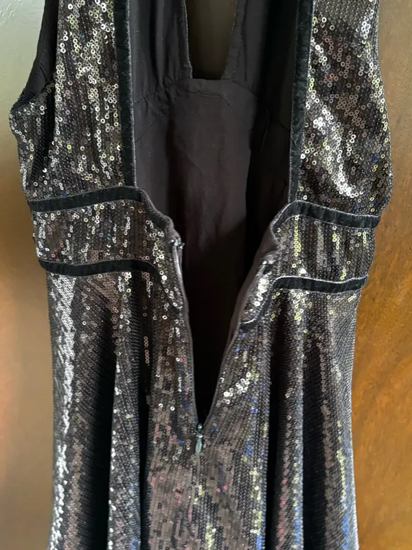 EUC Free People Film Noir Sequined Halter Mini Dress Black Size 4 - Image 14